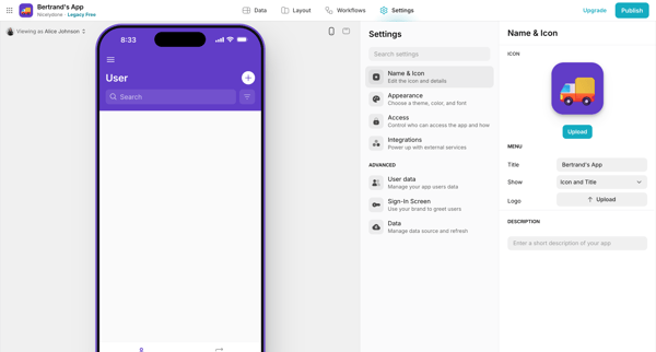 Bertrand's App · Glide screen
