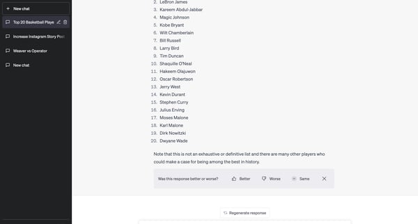 New chat from OpenAI