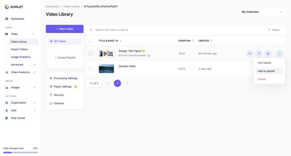 Video Library - Gumlet screen