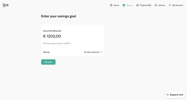 Savings goal — N26 screen