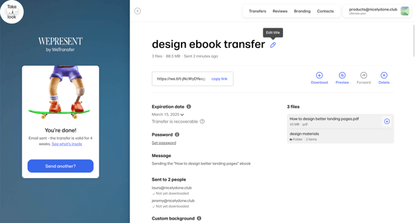 WeTransfer | Send Large Files Fast screen