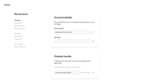 Overview | Flodesk screen