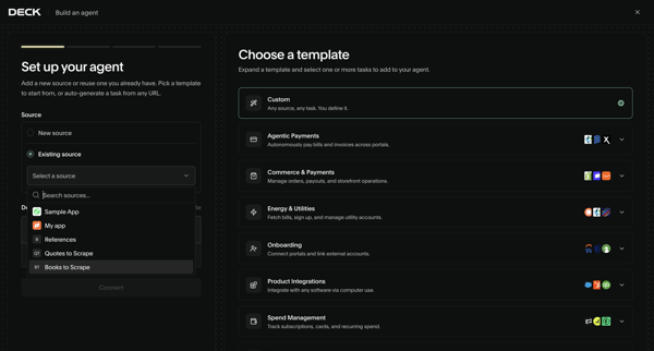 Deck Console screen