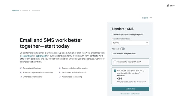 Hello! You're going to love it here | Mailchimp screen