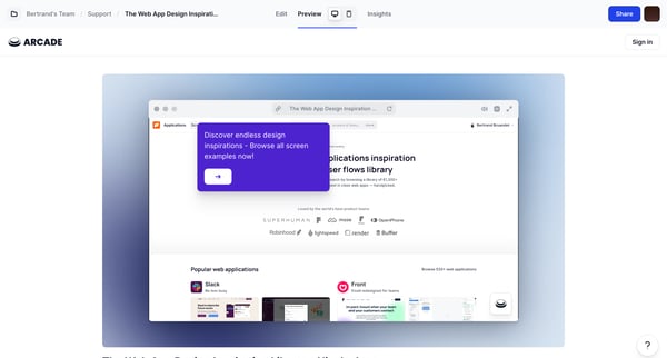 The Web App Design Inspiration Library • Nicely done | Arcade screen