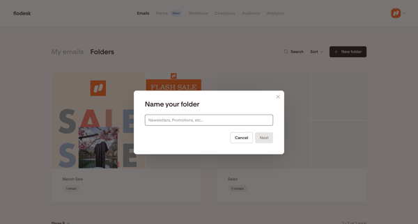 Folders | Flodesk screen