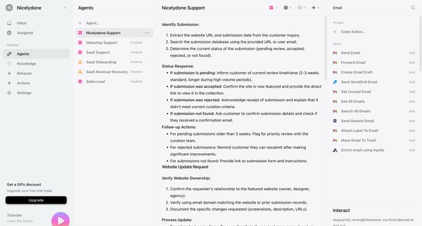 Agents › Nicelydone Support screen