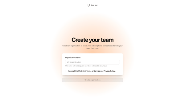 Admin - Mistral AI screen