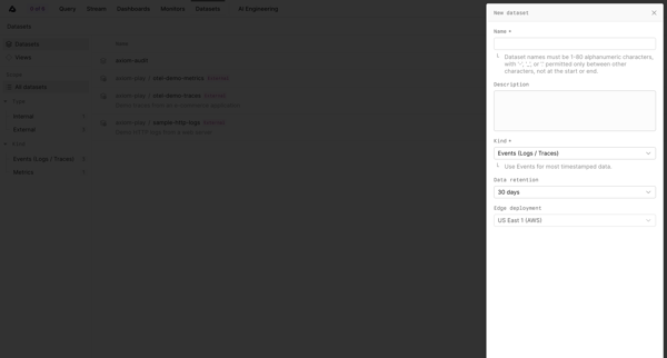 Datasets - Axiom screen
