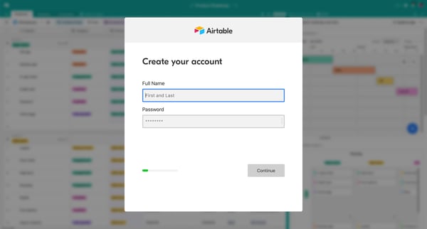 Sign up - Airtable screen