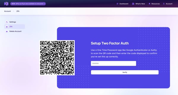 Two Factor Authentication · Fly screen