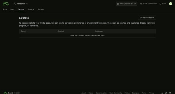 Modal screen