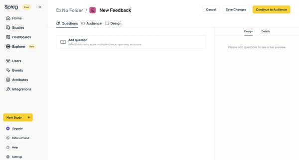 Edit New Feedback screen