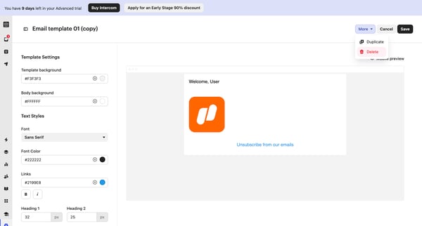 Email | Nicelydone Intercom screen