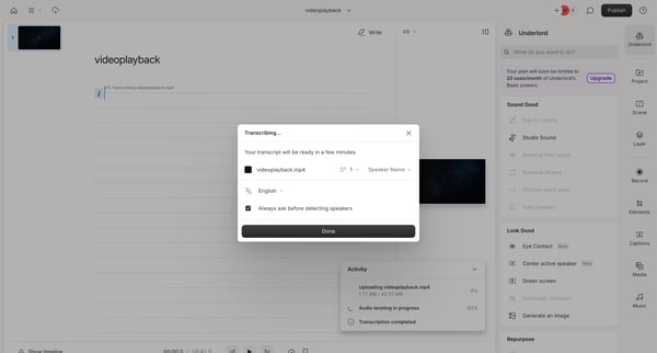 videoplayback | Descript screen