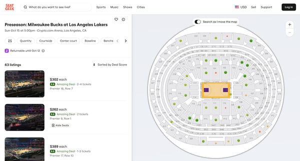 Preseason Bucks at Lakers Tickets in Los Angeles Crypto.com Arena from SeatGeek