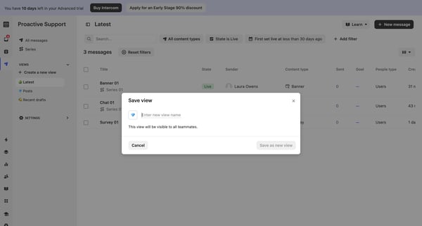 All Messages | Nicelydone Intercom screen