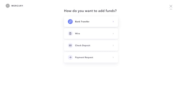 Mercury | Banking for startups screen