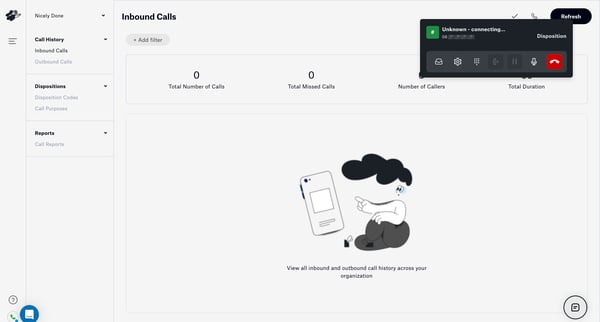 Inbound Calls screen