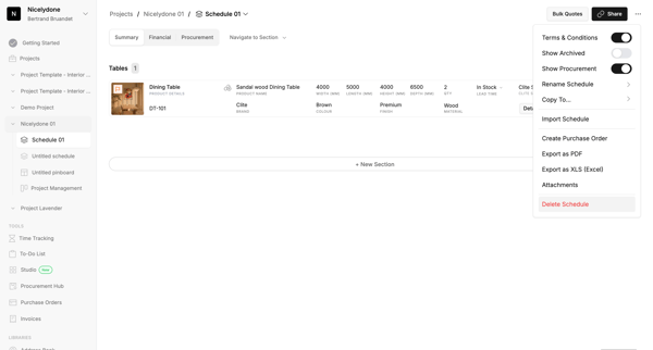 Schedule Details View | Programa screen