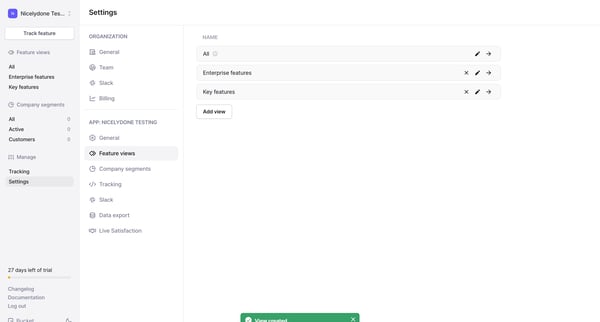 Settings › App › Feature views screen