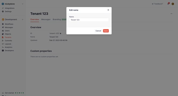 Tenant 123 | Tenants  Knock screen