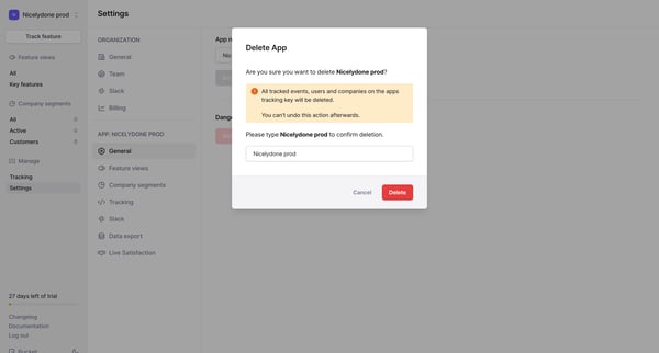 Settings › App › General screen