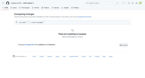Comparing main...new-page · nicelydone-20232023-website screen