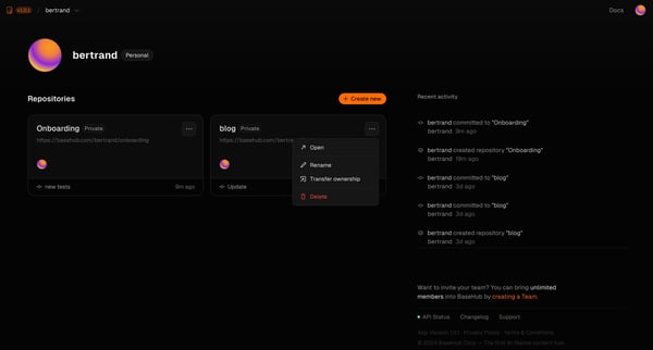 bertrand — BaseHub screen