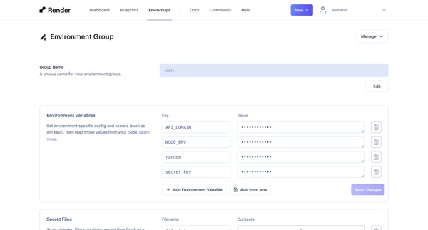 Environment Group ・ Render Dashboard from Render