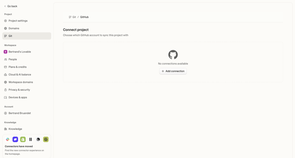 Project settings - Lovable screen