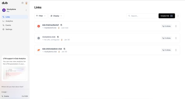 Dub.co - Link Management for Modern Marketing Teams screen