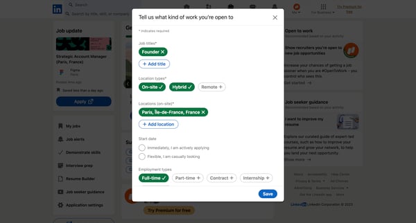 Jobs | LinkedIn screen