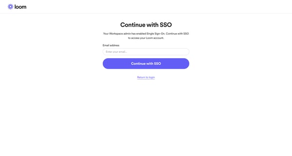 Log into Loom with SSO | Loom screen
