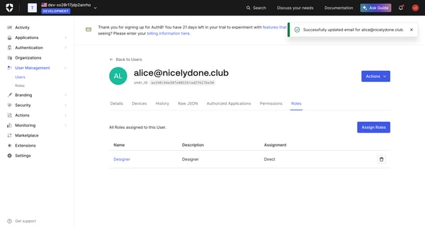 User Details from Auth0