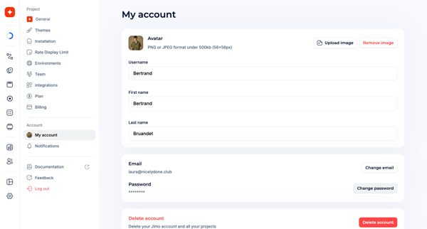 Set your profile · Jimo screen
