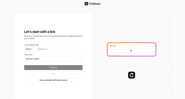 Create Agent - Chatbase screen