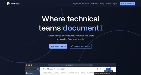 GitBook - Where technical teams document. screen