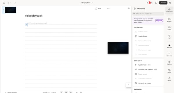 videoplayback | Descript screen