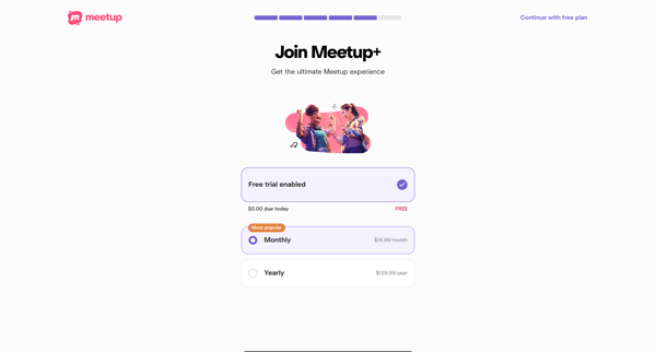 Welcome | Meetup screen