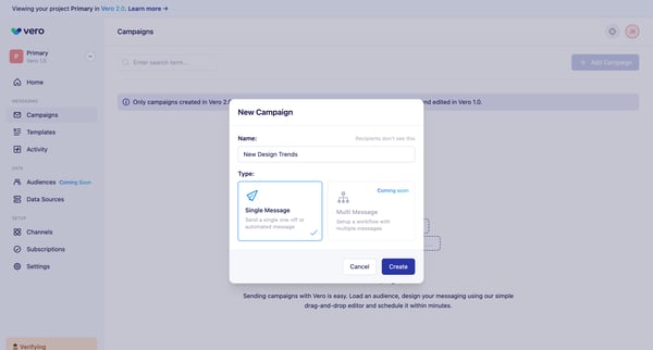 Campaigns screen