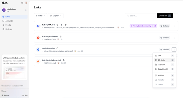 Dub.co - Link Management for Modern Marketing Teams screen