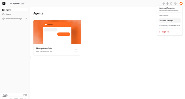 Agents - Chatbase screen