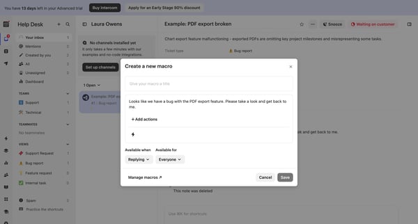 Example PDF export broken | Help Desk  Nicelydone  Intercom screen