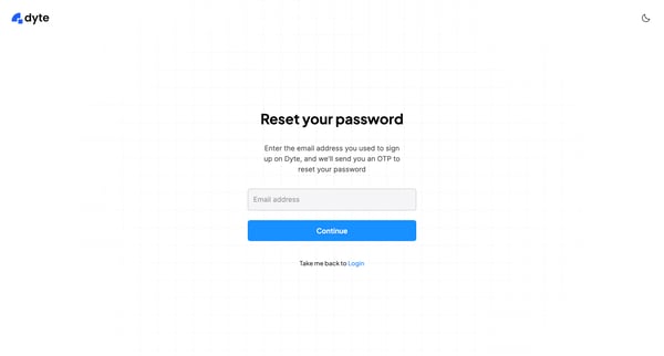 Reset your Dyte Password screen