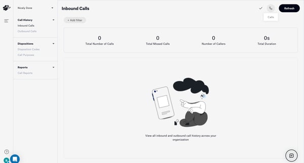 Inbound Calls screen