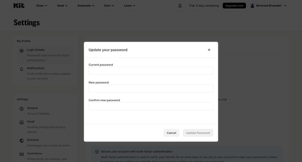 Account Settings - Kit from Kit