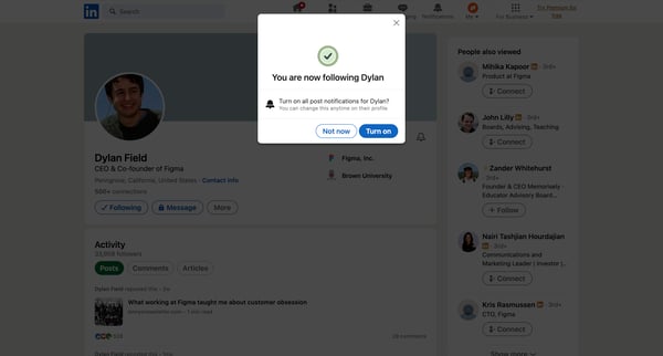 Dylan Field | LinkedIn screen