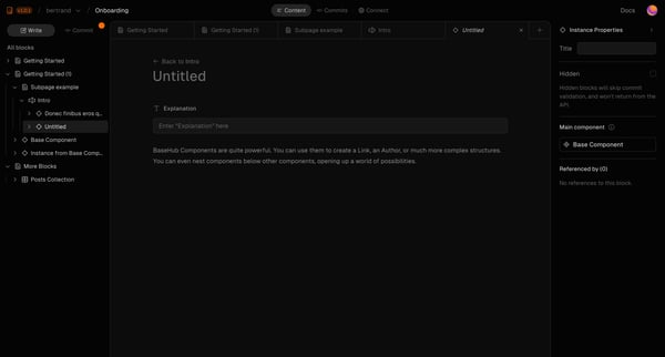 bertrandonboarding — BaseHub screen