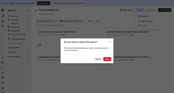 Copy of Report 01 | Custom reports Reports Nicelydone Intercom from Intercom